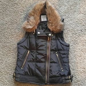 Black and brown vest